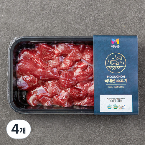 목우촌 국내산 소고기 세절 국거리용 (냉장), 300g, 4개