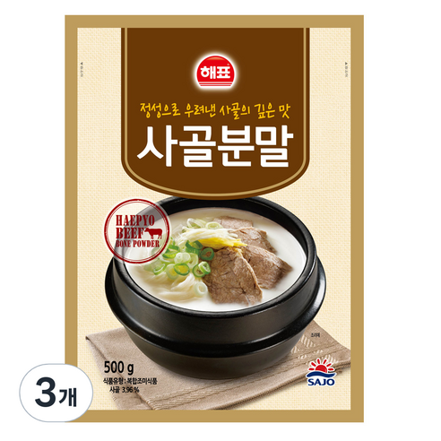 해표 사골분말, 3개, 500g