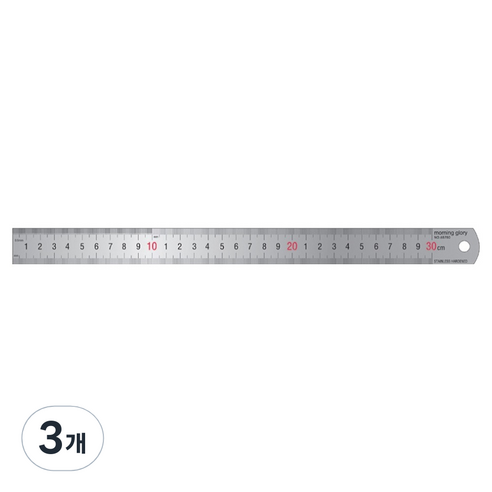 모닝글로리 스테인레스 자 30cm, 혼합색상, 3개