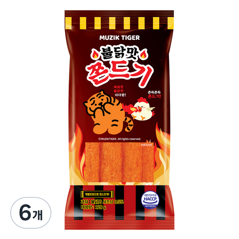 무직타이거 불닭맛 쫀드기, 6개, 128g