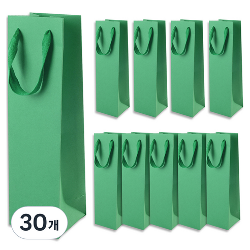 골든래빗 와인C 컬러 와인 종이백 9 x 28 x 8 cm, 그린, 30개
