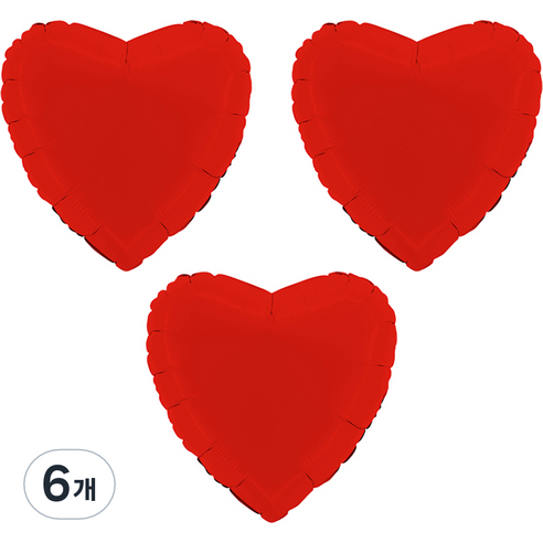 그라보벌룬 하트 은박풍선, 무광 레드, 6개