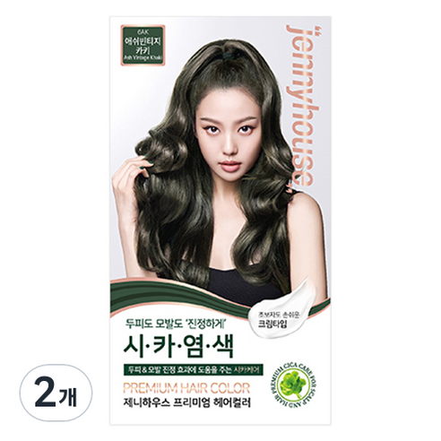 제니하우스코스메틱 프리미엄 헤어컬러 염모제, 애쉬빈티지카키6AK, 2개