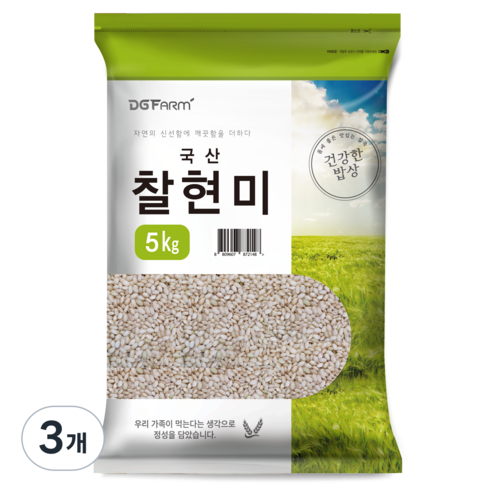 건강한밥상 국산 찰현미, 5kg, 3개