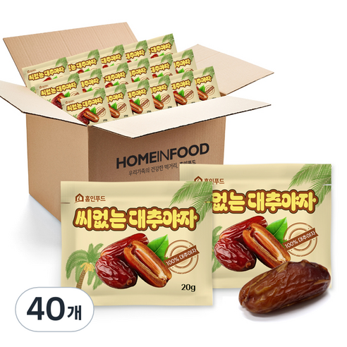 홈인푸드 씨없는대추야자, 40개, 20g