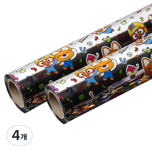 위드 뽀로로 증착롤 포장지 소 26.5cm x 12m, 실버, 4개