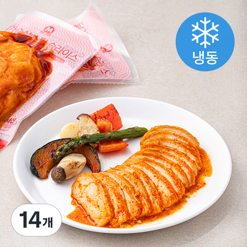 미트리 닭가슴살 스팀 슬라이스 스파이시 (냉동), 150g, 14개