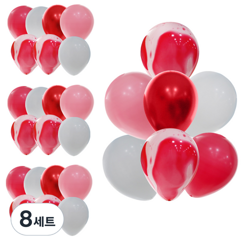 이베이비랜드 마블풍선 세트 7p, 핑크, 8세트