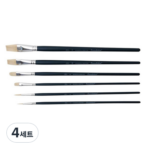 윈저앤뉴튼 유화붓 화운데이션 6p 세트 WI5295026, Round(3호, 6호), Flat(10호, 14호), Filbert(3호, 6호), 4세트