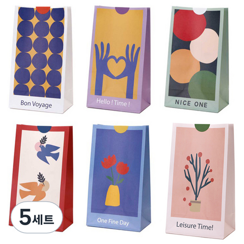 인디케이 모던아트 페이퍼백 6p + 스티커 6p 세트, 혼합색상, 5세트