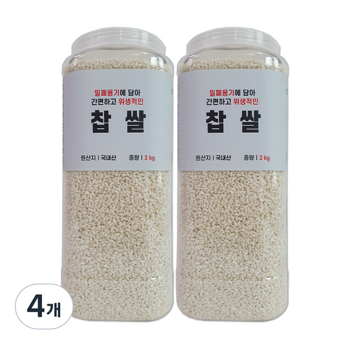대한농산 통에담은 찹쌀, 2kg, 4개