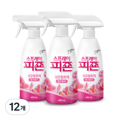 스프레이 피죤 섬유탈취제 강력탈취 오리지널, 490ml, 12개, 핑크로즈