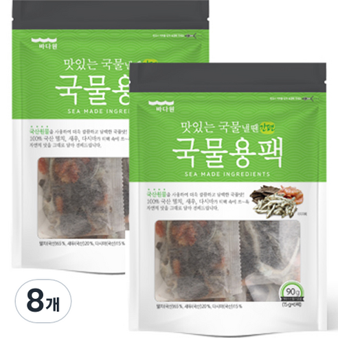 바다원 간편 국물용 팩, 90g, 8개