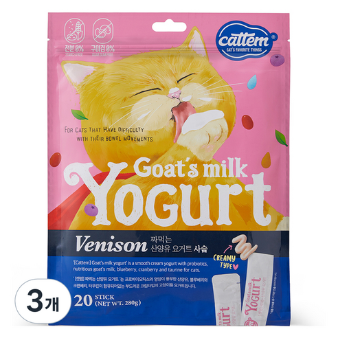 캣템 고양이 산양유 요거트 츄르 20p, 사슴, 280g, 3개