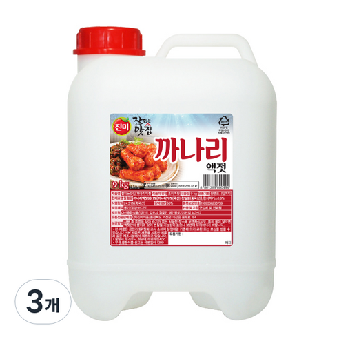 진미 잘되는 맛집 까나리 액젓, 9kg, 3개