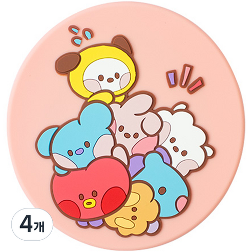 BT21 실리콘 손거울, 핑크, 4개
