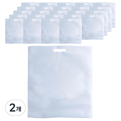 부직포 손잡이봉투 쇼핑백 25 x 35 cm 25p, 화이트, 2개