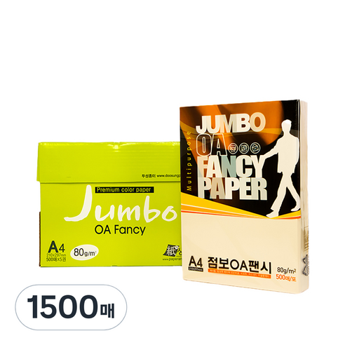 두성 종이 OA팬시페이퍼점보 80g 500매입, P01-흰미색, 1500매