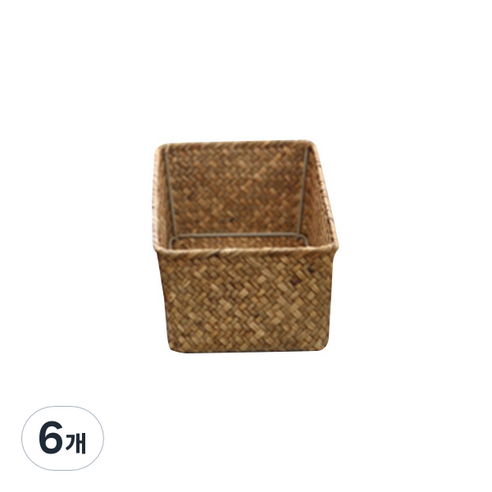 내일의공간 작은 직사각 라탄 바구니 M 27 x 13 x 8 cm, 네츄럴, 6개