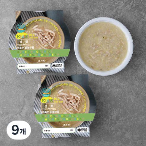 섬죽 Kids 초록눈 닭녹두죽, 180g, 9개