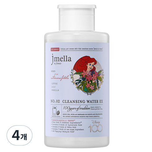 제이멜라 디즈니 100주년 에디션 인 프랑스 팜므파탈 클렌징 워터, 500ml, 4개