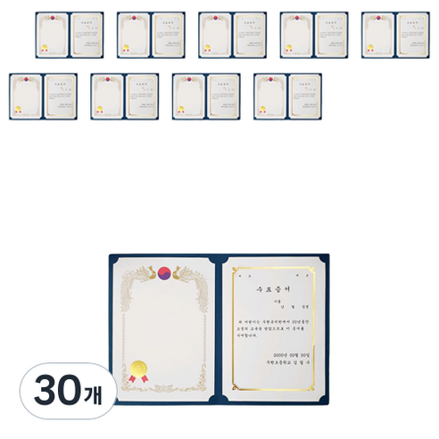 다니엘문구 매직패브릭 끼움식 종이 상장케이스 350g, 청색 상, 30개