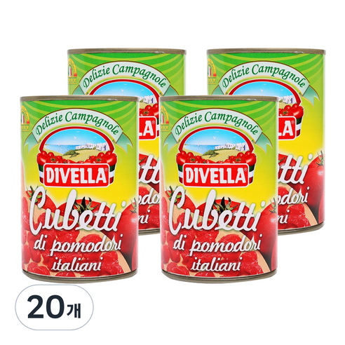 디벨라 DIVELLA 꾸베띠 토마토 다이스 통조림, 400g, 20개