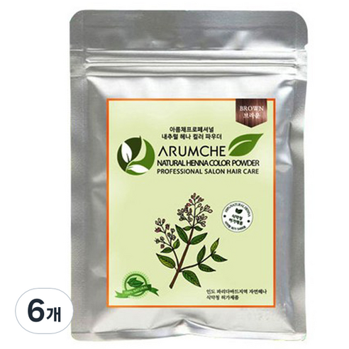 아름채 내추럴헤나 케미칼 파우더 100g, 브라운, 6개