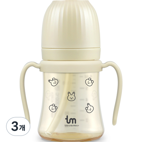 토비앤몰리 돗바니 PPSU 빨대컵 180ml, 3개, 바닐라