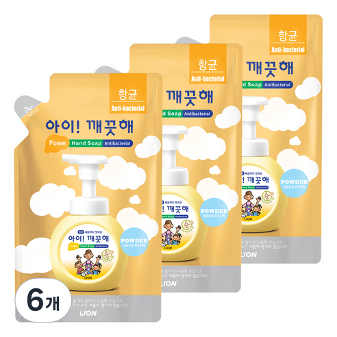 아이깨끗해 순 핸드워시 파우더향, 6개, 200ml