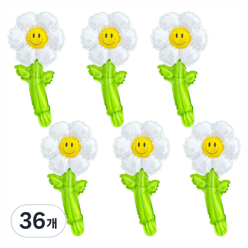 파티공구 데이지 꽃대 풍선, 화이트, 36개