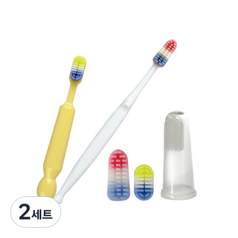 퍼펙션 실리콘 엄마 아기 칫솔 5종 세트, 투명 + 노랑 + 백색, 2세트