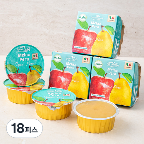 누바 유기농 생과일 아이퓨레 사과배, 100g, 18피스