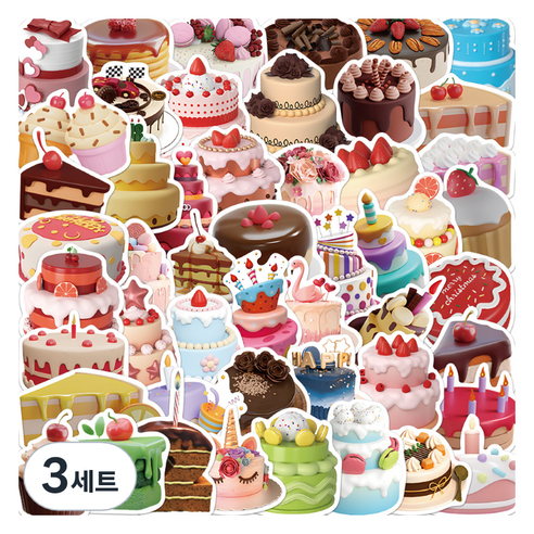 특별한상점 캐리어 노트북 여행 방수 스티커 세트 TT112-50PCS, 스윗 데이, 3세트