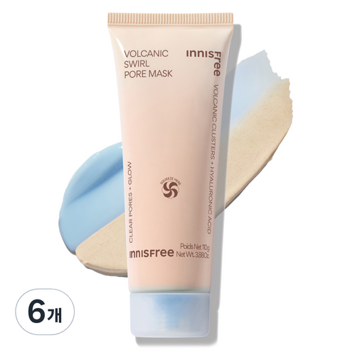 이니스프리 화산송이 모공 듀얼 마스크팩 110g, 1개입, 6개
