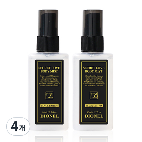 디오넬 시크릿러브 바디미스트 블랙에디션, 4개, 80ml