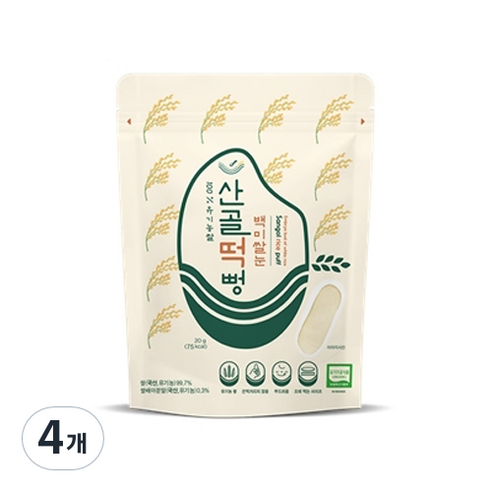 에코맘의산골이유식 산골떡뻥, 백미맛, 20g, 4개