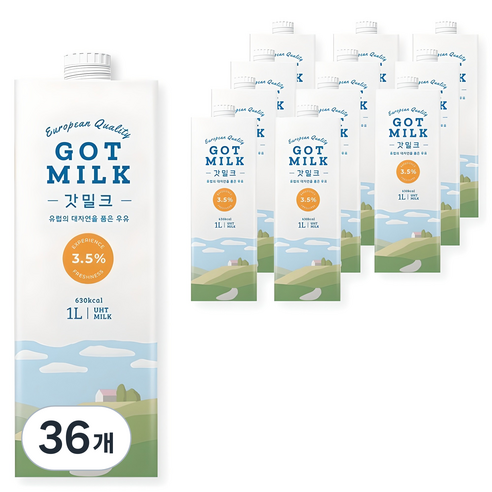 갓밀크 멸균우유, 1000ml, 36개