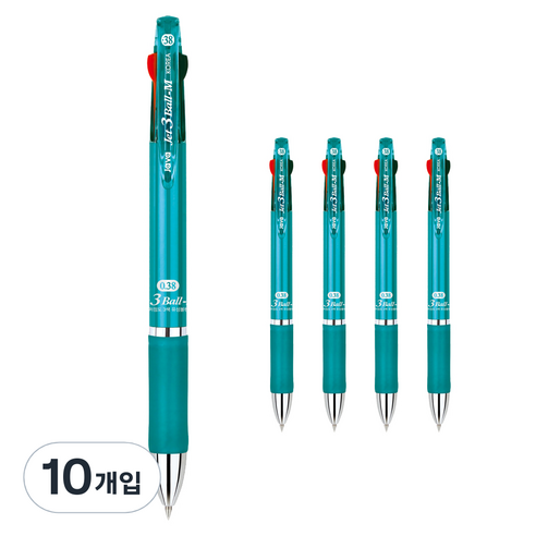 자바펜 제트3볼 M 멀티펜 0.38mm, 민트, 10개