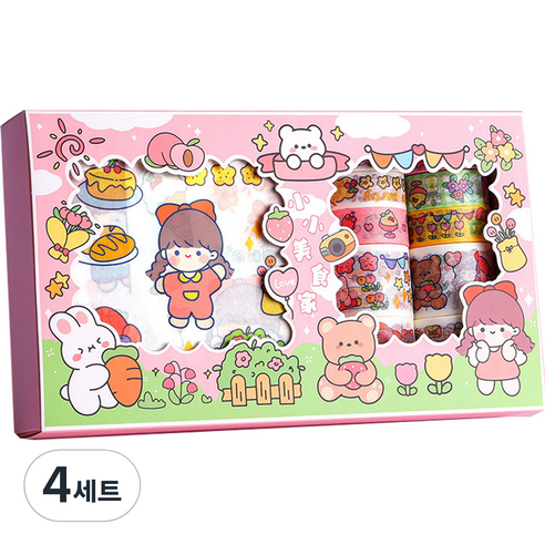 동아피엠에스 DIY 다꾸 종이 스티커 + 마스킹 데코테이프 기프트박스 세트, MK-2353, 4세트