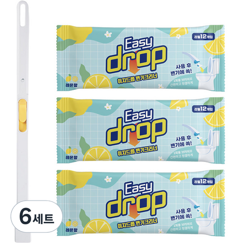 이지드롭 변기크리너 뉴 레몬향, 연노랑, 6세트