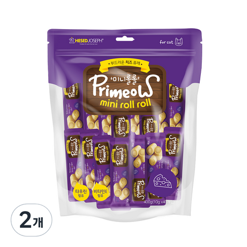 CY요셉트레이딩 고양이 프리미요 미니롤롤 소세지 퓨레 10g x 40p, 치즈, 2개