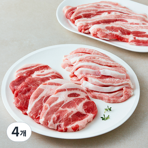 보리먹인 캐나다산 삼겹살 목살 항정살 모둠팩 (냉장), 1.5kg, 4개
