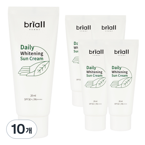 브리올옴므 남성용 데일리 화이트닝 선크림 SPF50+ PA++++, 20ml, 10개