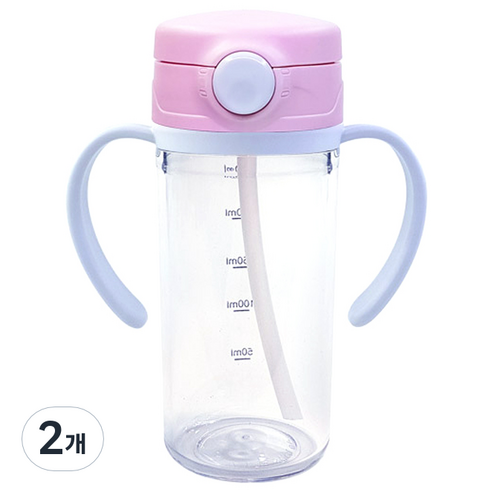 아가프라 트라이탄 빨대컵 300ml, 핑크, 2개