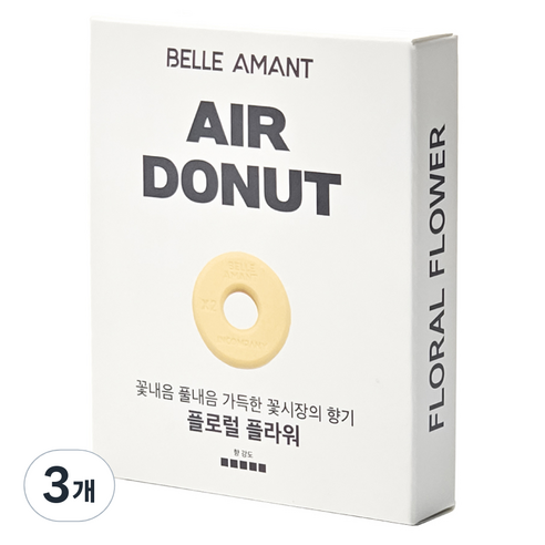 벨르아망 에어도넛 차량용 방향제 리필, 3개, 플로럴 플라워