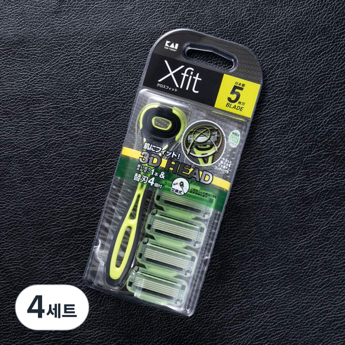 카이 남성용 일회용 면도기 세트 XF5-4BS5 Xfit 민감성피부용 슬림팩, 면도기 + 교체날 4p, 4세트