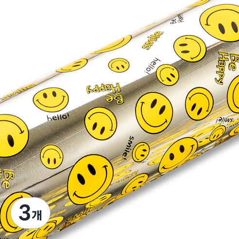 좋은기븐 해피스마일 메탈롤 포장지, 실버, 3개