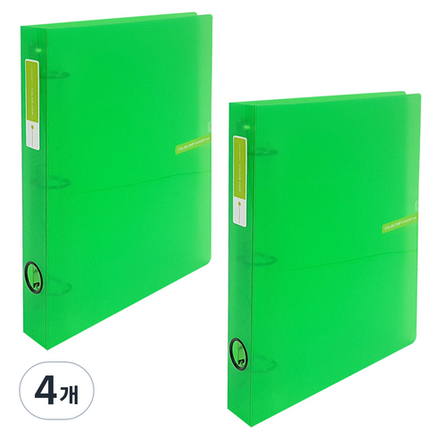 에코청운 투명 칼라칩 3공 D링 바인더 3cm A4, 초록, 4개
