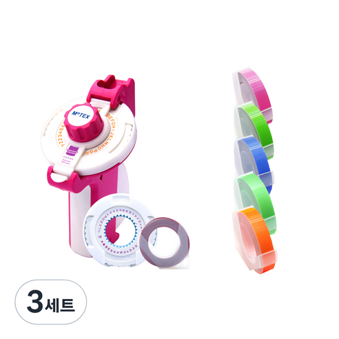 모텍스 라벨 메이커 또각이 E-202 + 리필테이프 B세트, 핑크, 3세트